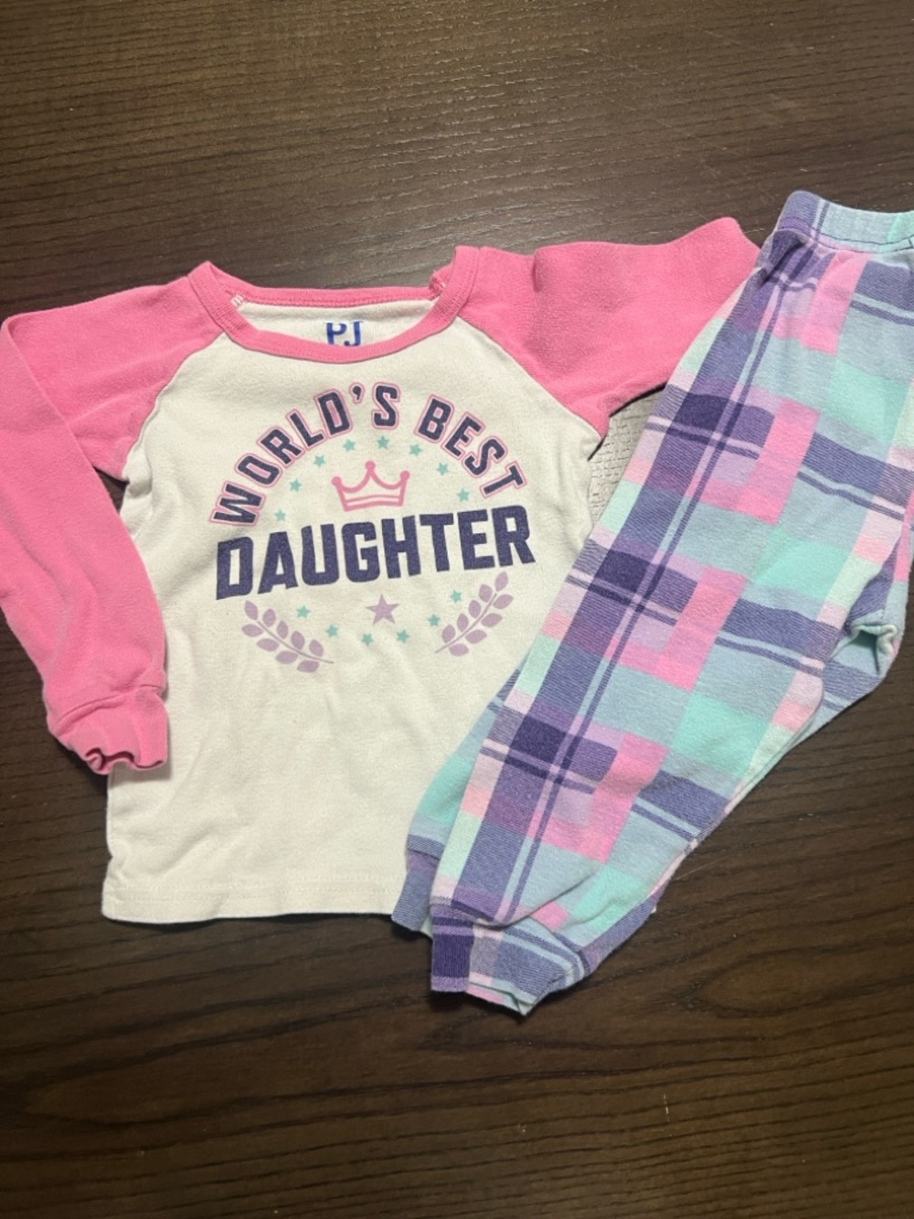 The Children's Place Pink & White 'World's Best Daughter' Pajama Set